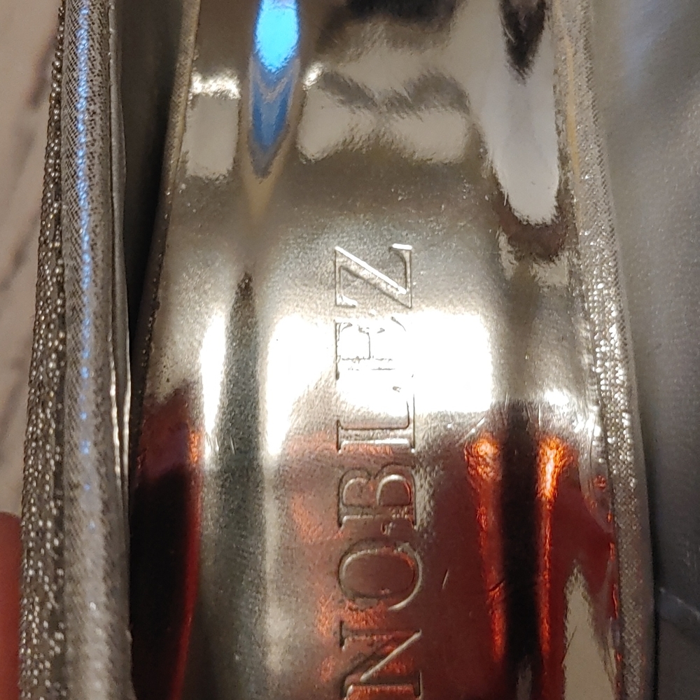Nobleez silver pattern wedding high heel needle shoes size 8 - Picture 9 of 16